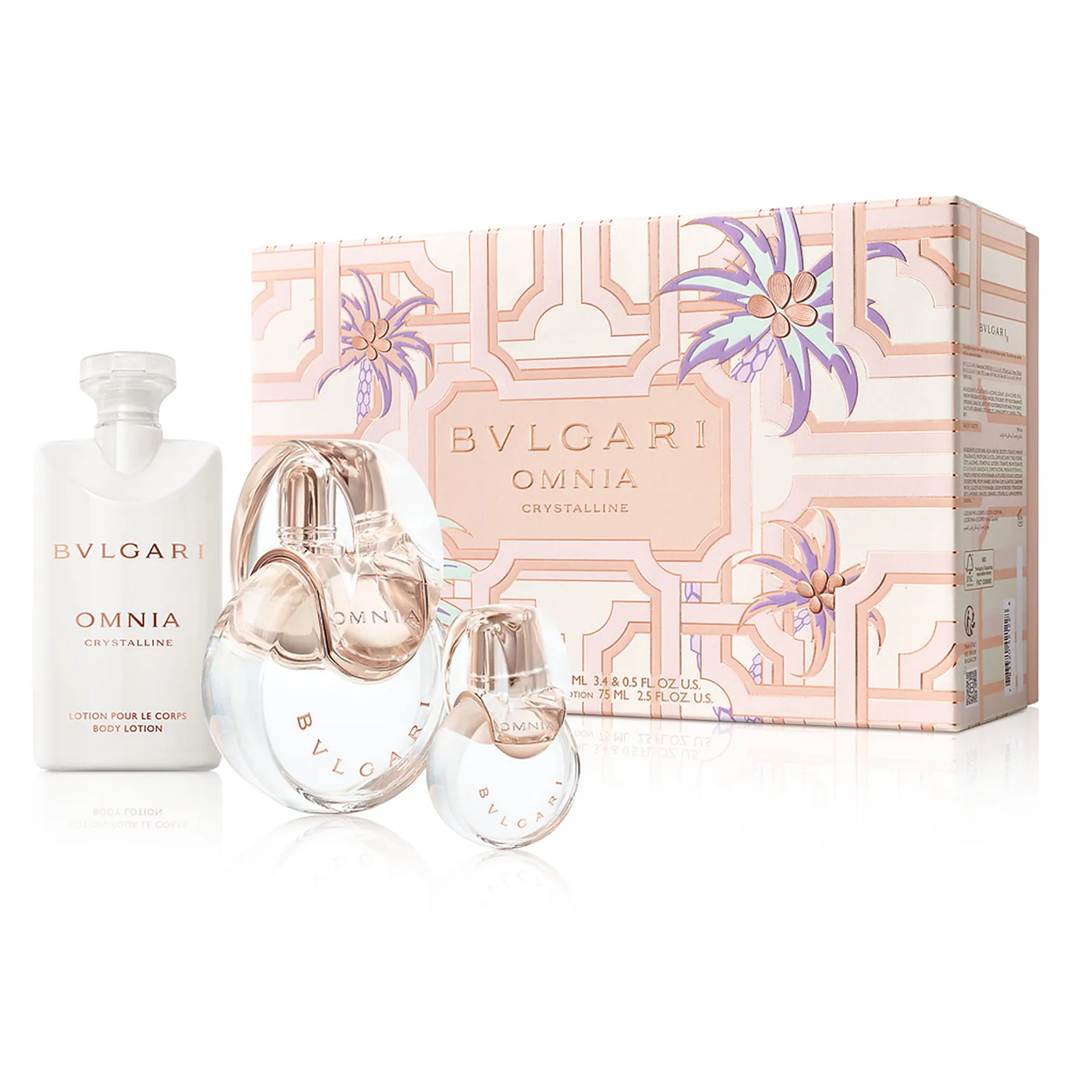 Omnia Crystalline by Bvlgari 100ml EDT 3 Piece Gift Set
